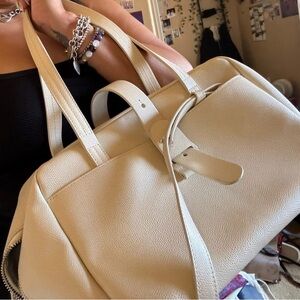 Senreve Cream Leather Tote Bag